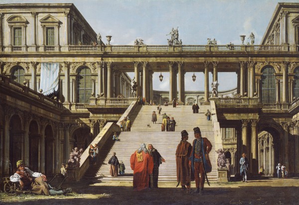 Street scene outside palace by Bernardo Bellotto